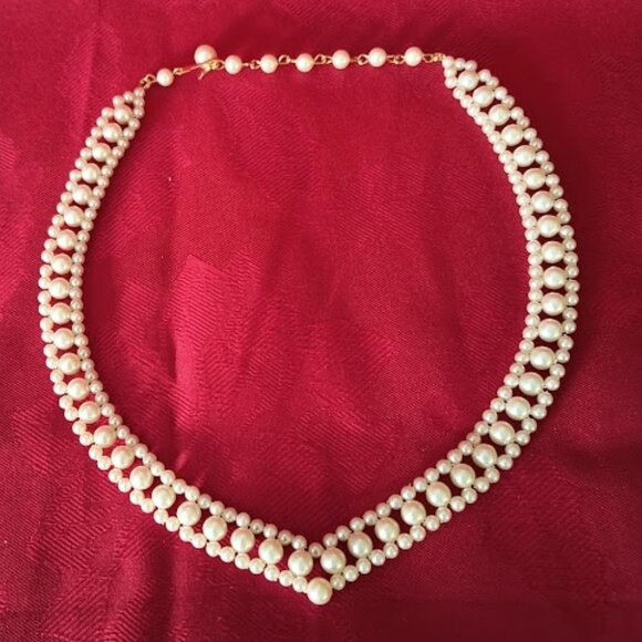 VINTAGE  1950's Faux Pearl Necklace adjustable - Picture 1 of 4
